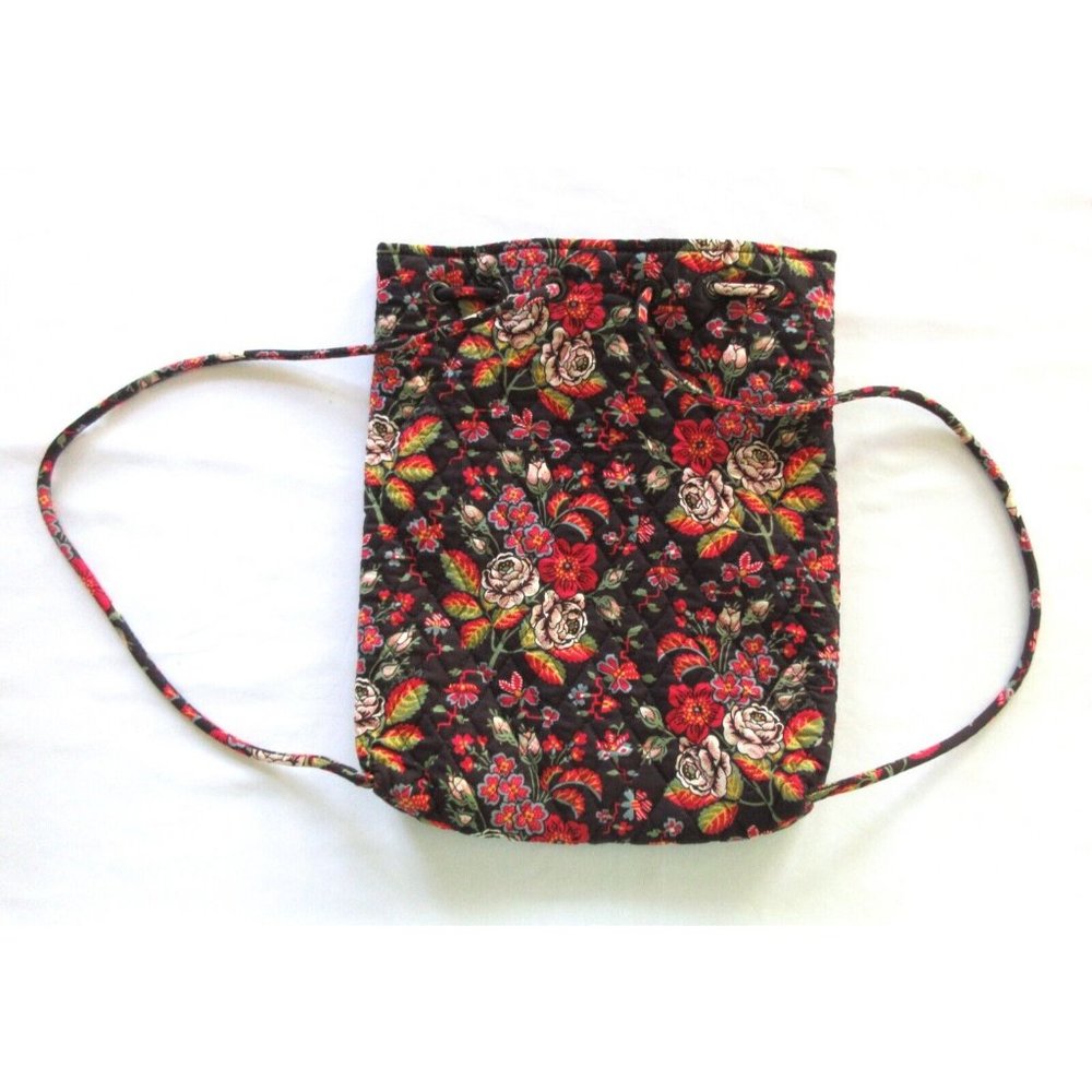 Vintage Vera Bradley ANASTASIA Floral Quilted Cotton Drawstring Backpack Bag - Picture 5 of 9